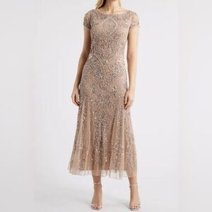 Pizarro Nights Elegant dusty rose pink MOB MOG beaded Dress 8